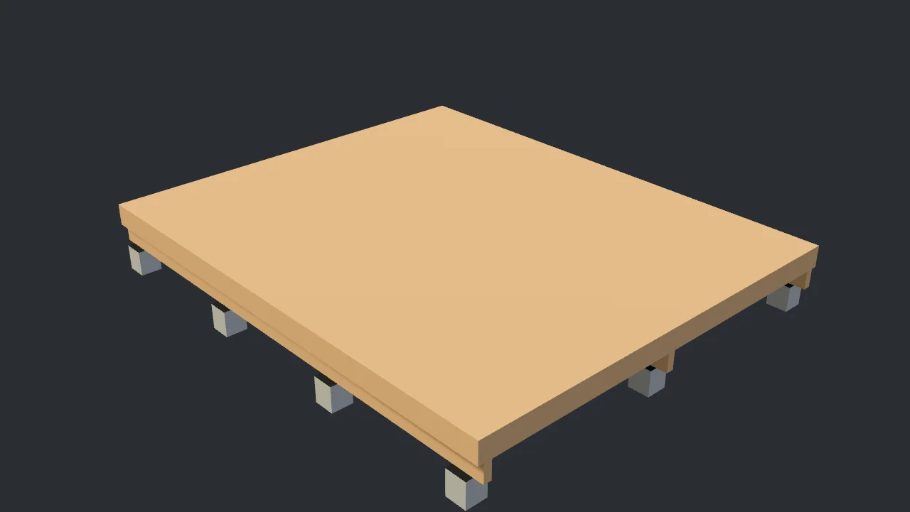 Pier foundation with bearers and floor deck in the Talos3D model.